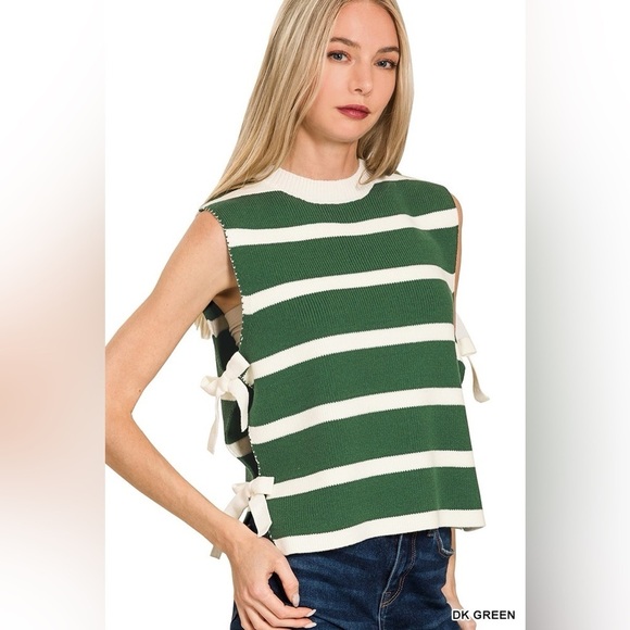 A Classy Chic Boutique Tops - Zenana Side Tie Stripe Sweater Vest